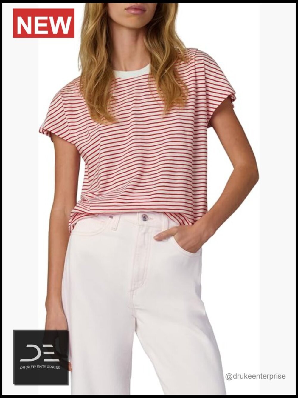 Striped Cotton-Modal Crewneck Tee with Dolman Sleeves